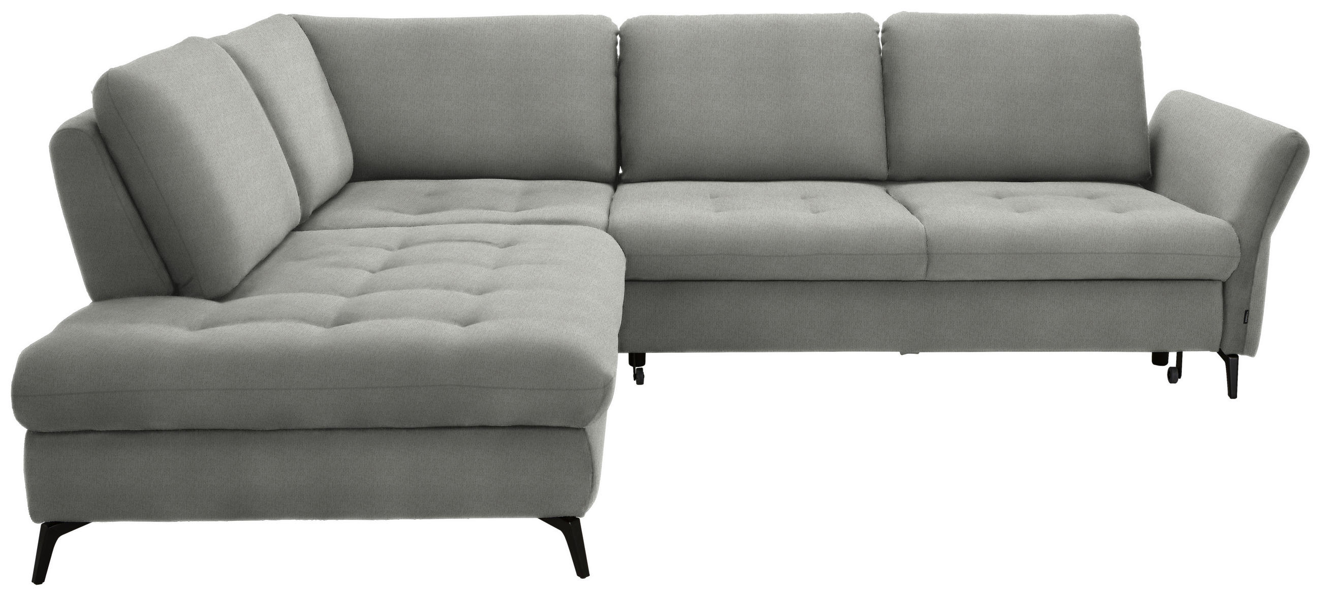 ECKSOFA in Chenille Hellgrau  - Hellgrau/Schwarz, Natur, Textil/Metall (233/288cm) - Valnatura