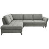 ECKSOFA Hellgrau Chenille  - Hellgrau/Schwarz, Natur, Textil/Metall (233/288cm) - Valnatura