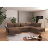 WOHNLANDSCHAFT Hellbraun Flachgewebe  - Hellbraun/Schwarz, KONVENTIONELL, Textil/Metall (198/359/231cm) - Sit & More