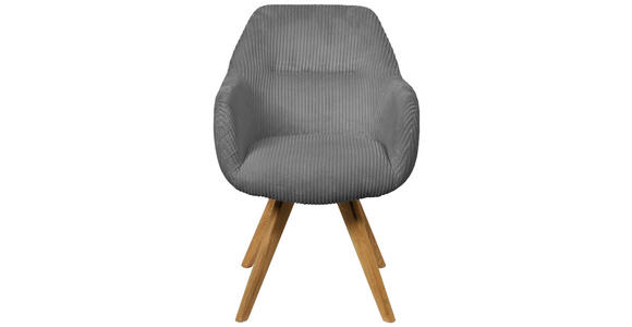 ARMLEHNSTUHL in Cord - Eichefarben/Grau, KONVENTIONELL, Holz/Textil (61/61/58cm) - Linea Natura