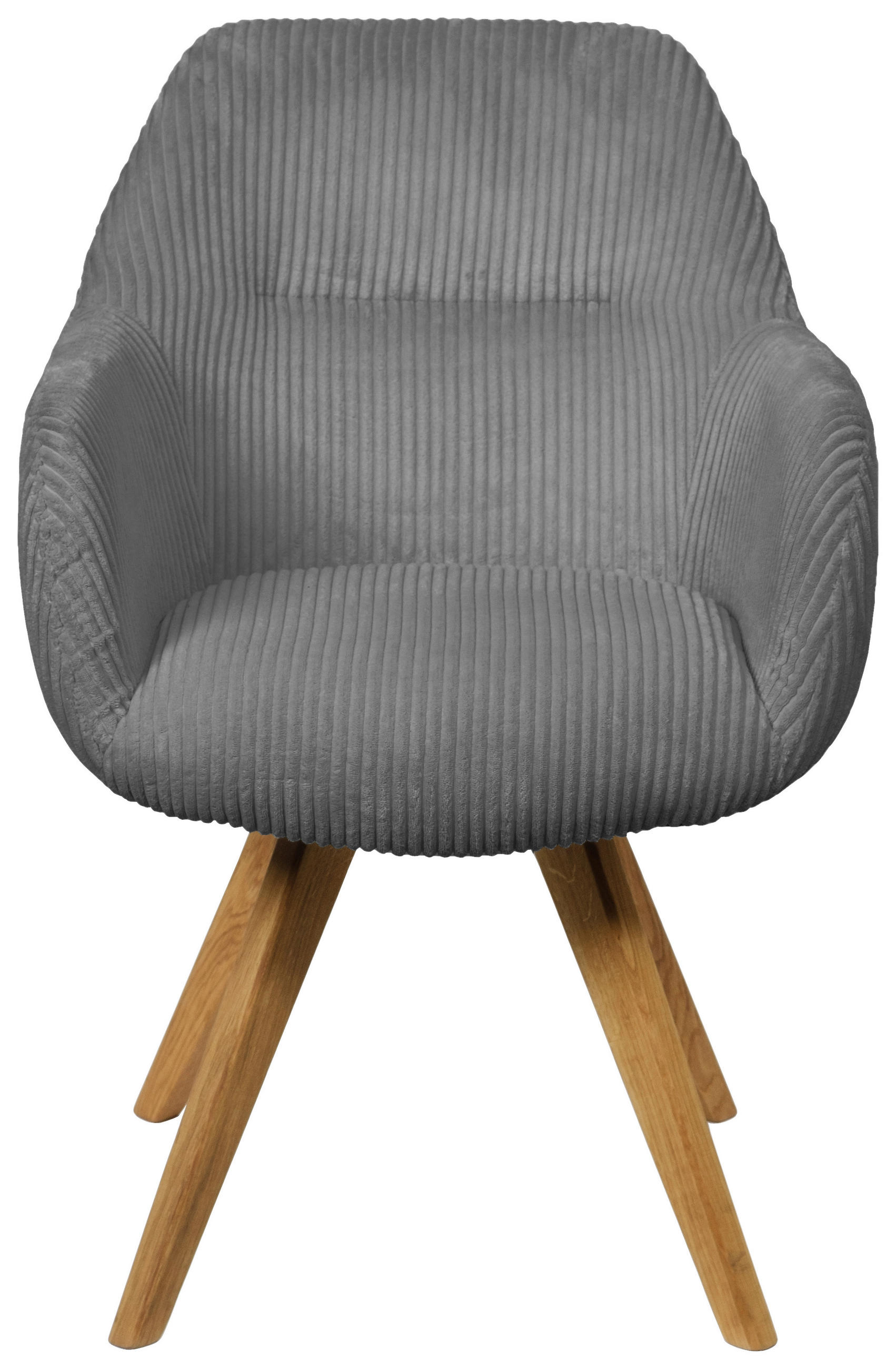 ARMLEHNSTUHL  in Cord  - Eichefarben/Grau, KONVENTIONELL, Holz/Textil (61/61/58cm) - Linea Natura