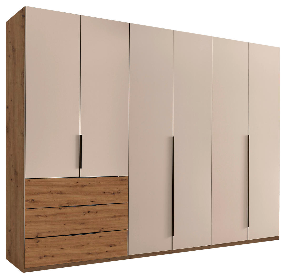 DREHTÜRENSCHRANK 300/225,5/60 cm,  in Kaschmir, Eiche Artisan, 6-türig  - Kaschmir/Schwarz, MODERN, Holzwerkstoff/Kunststoff (300/225,5/60cm) - MID.YOU