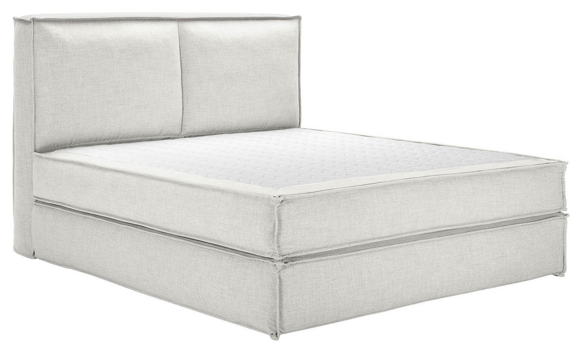 BOXSPRINGBETT 180/220 cm  in Creme  - Creme/Schwarz, Design, Kunststoff/Textil (180/220cm) - home24