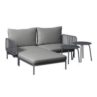 LOUNGEGARNITUR 173,5/186 cm Stahl  - Anthrazit/Grau, Basics, Textil/Metall (173,5/186cm) - Ambia Garden