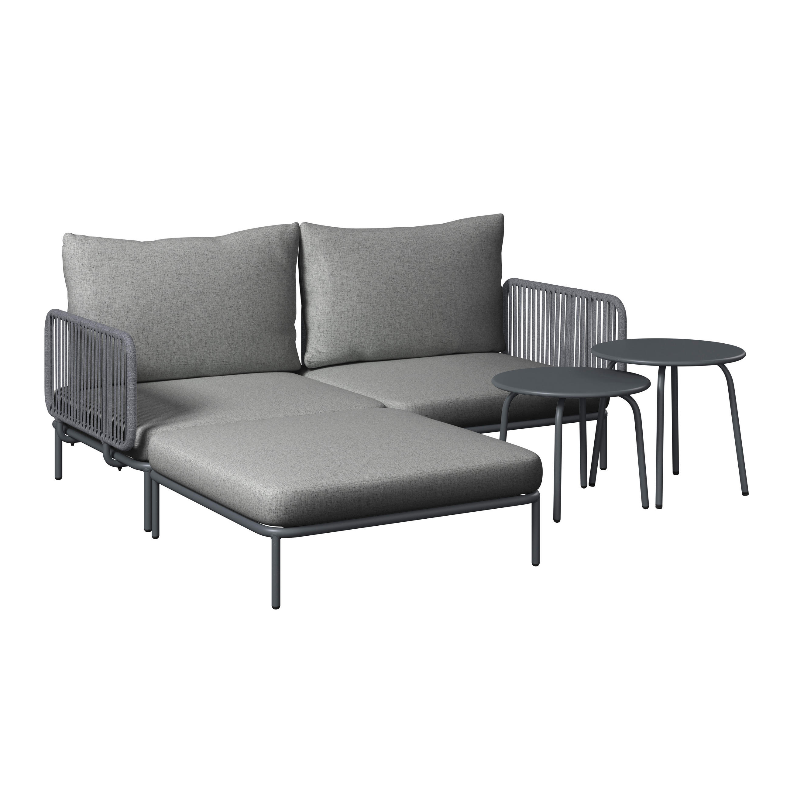 Ambia Garden Loungegarnitur Anthrazit, Grau 186x173.5 cm