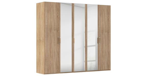 DREHTÜRENSCHRANK 251/223/60 cm 5-türig Sonoma Eiche - Silberfarben/Sonoma Eiche, Design, Glas/Holzwerkstoff (251/223/60cm) - Novel