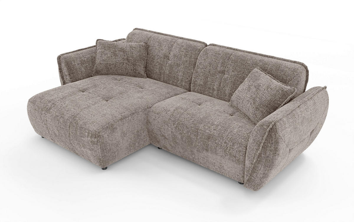 ECKSOFA Nelia Braun Chenille  - Schwarz/Braun, Design, Kunststoff/Textil (155/252cm) - P & B