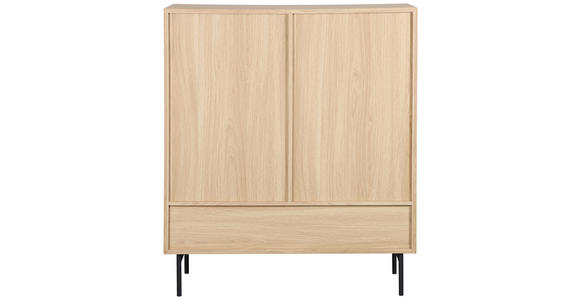 HIGHBOARD  100/120/40 cm 1 Schublade(n)  - Eichefarben/Schwarz, KONVENTIONELL, Glas/Holzwerkstoff (100/120/40cm) - Xora