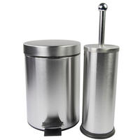 BAD-ACCESSOIRE-SET - Edelstahlfarben, Basics, Metall (26/16.5/24.5cm)