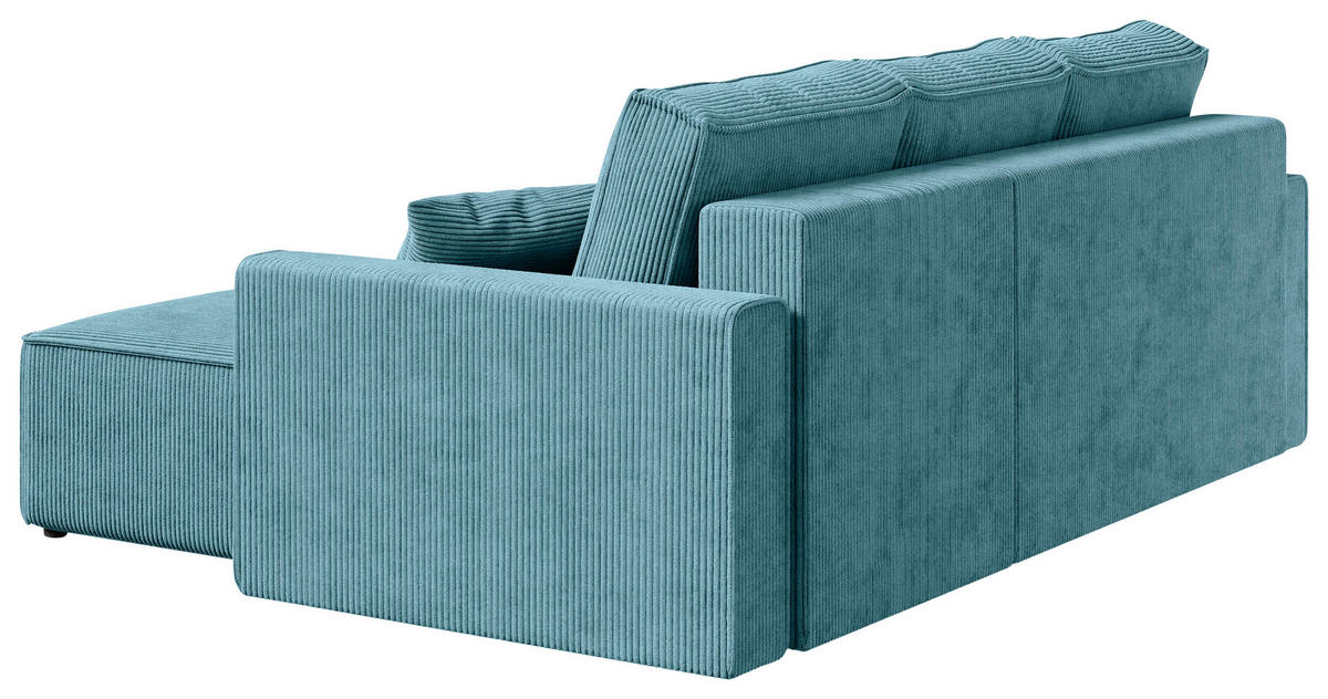 ECKSOFA Türkis Cord  - Türkis/Schwarz, KONVENTIONELL, Kunststoff/Textil (232/143cm) - Carryhome