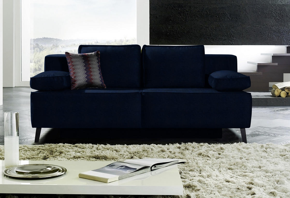 SCHLAFSOFA in Dunkelblau  - Schwarz/Dunkelblau, Konventionell, Textil/Metall (197/91/88cm) - Novel