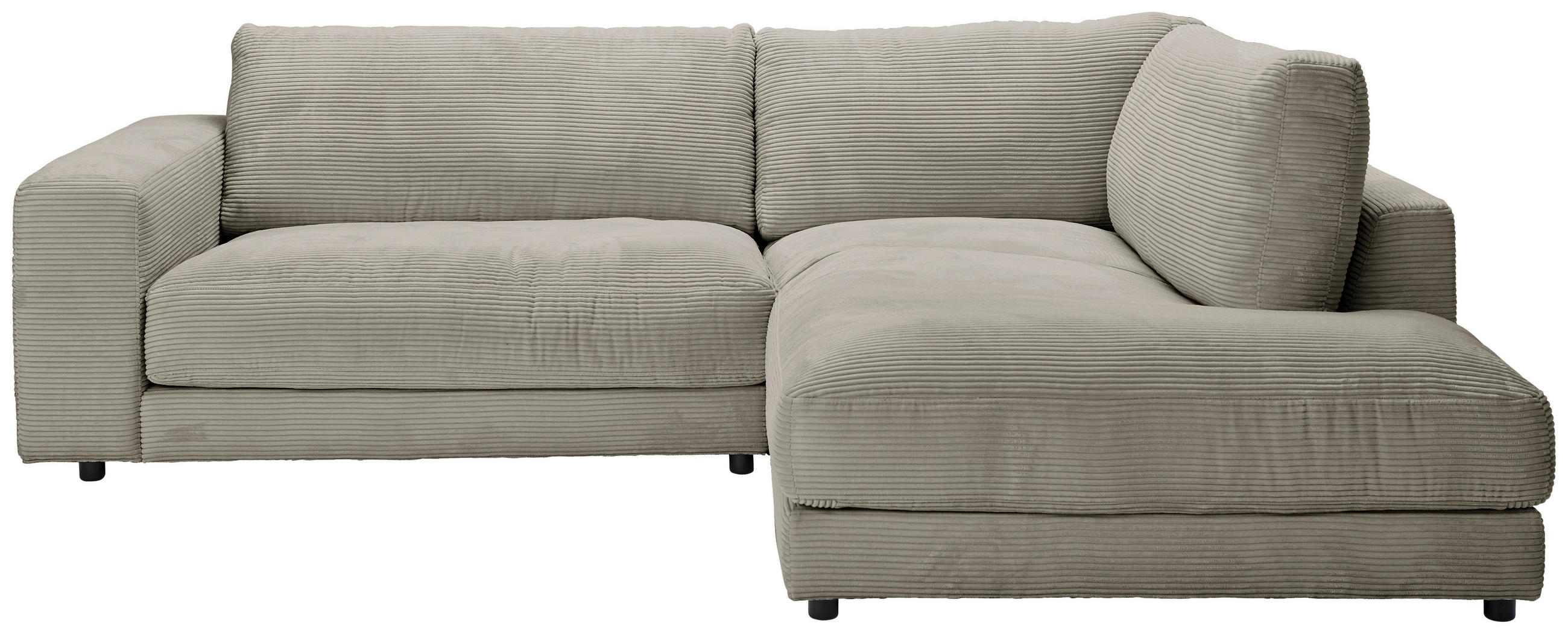 ECKSOFA Graubraun Cord  - Graubraun/Schwarz, Design, Kunststoff/Textil (265/224cm) - Hom`in