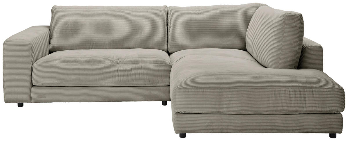ECKSOFA in Cord Graubraun  - Graubraun/Schwarz, Design, Kunststoff/Textil (265/224cm) - Hom`in
