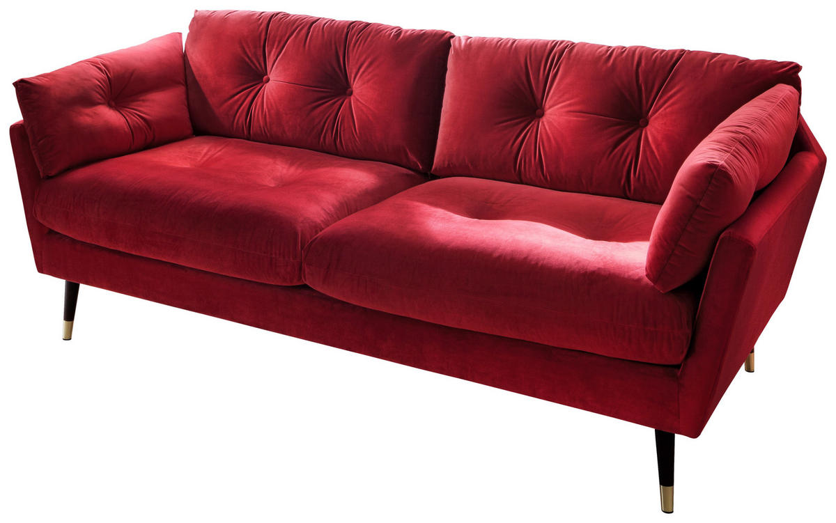 3-SITZER-SOFA JAPAN-3S SOFA Samt Dunkelrot  - Dunkelrot, MODERN, Textil (207/84/93cm) - MID.YOU