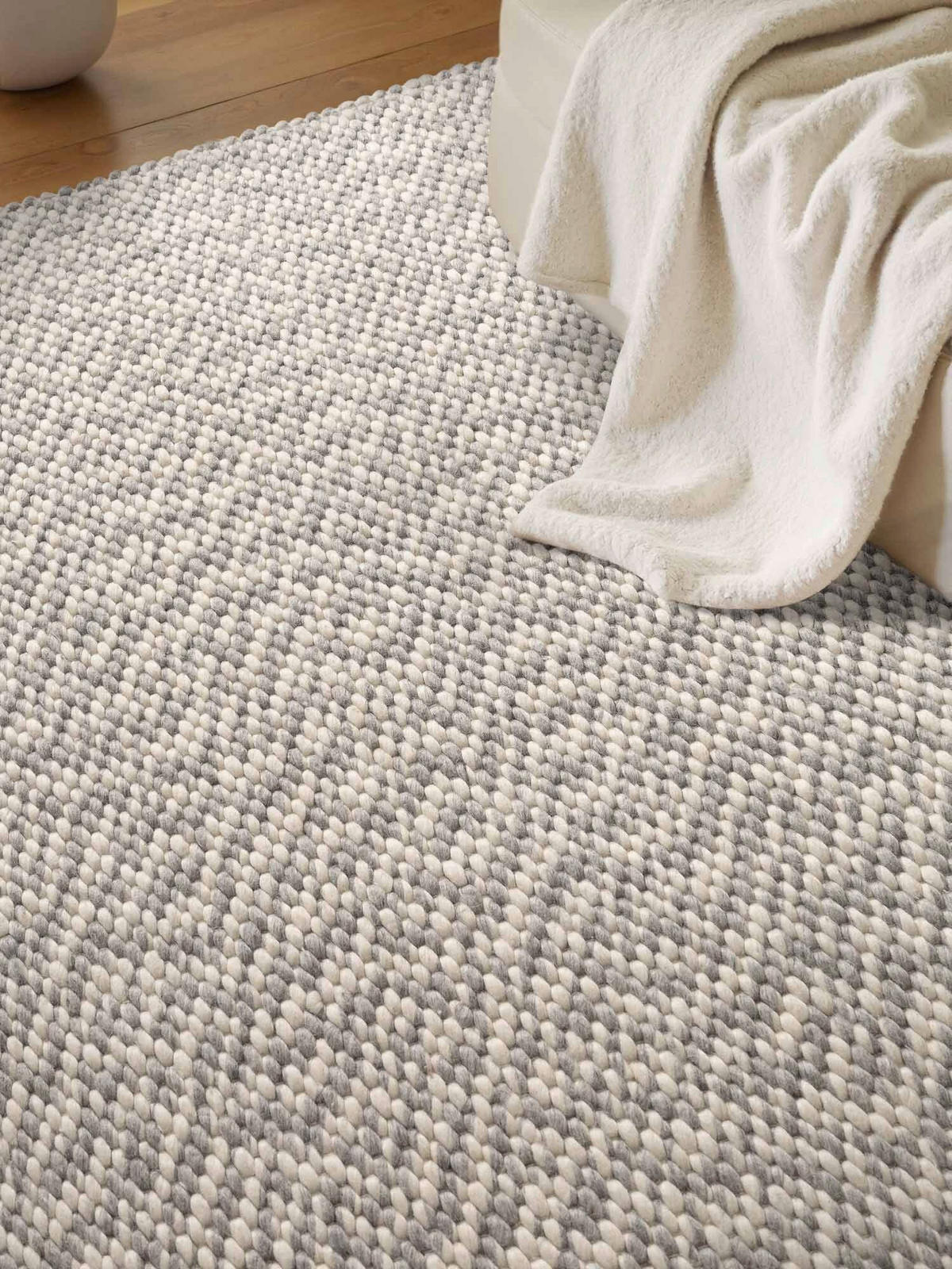 WOLLTEPPICH 160/230 cm Lyon Creme, Grau rechteckig  - Creme/Grau, Basics, Textil (160/230cm) - Elle Decoration