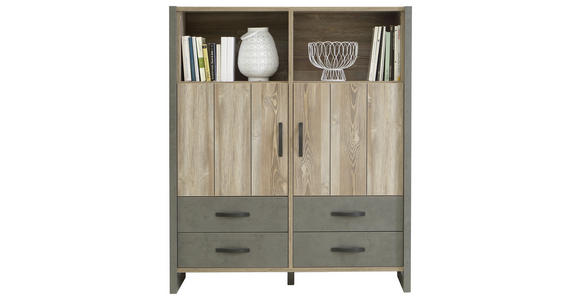 HIGHBOARD Kieferfarben, Dunkelgrau  - Dunkelgrau/Schwarz, Trend, Holzwerkstoff/Kunststoff (129,8/153,4/43,1cm) - Carryhome