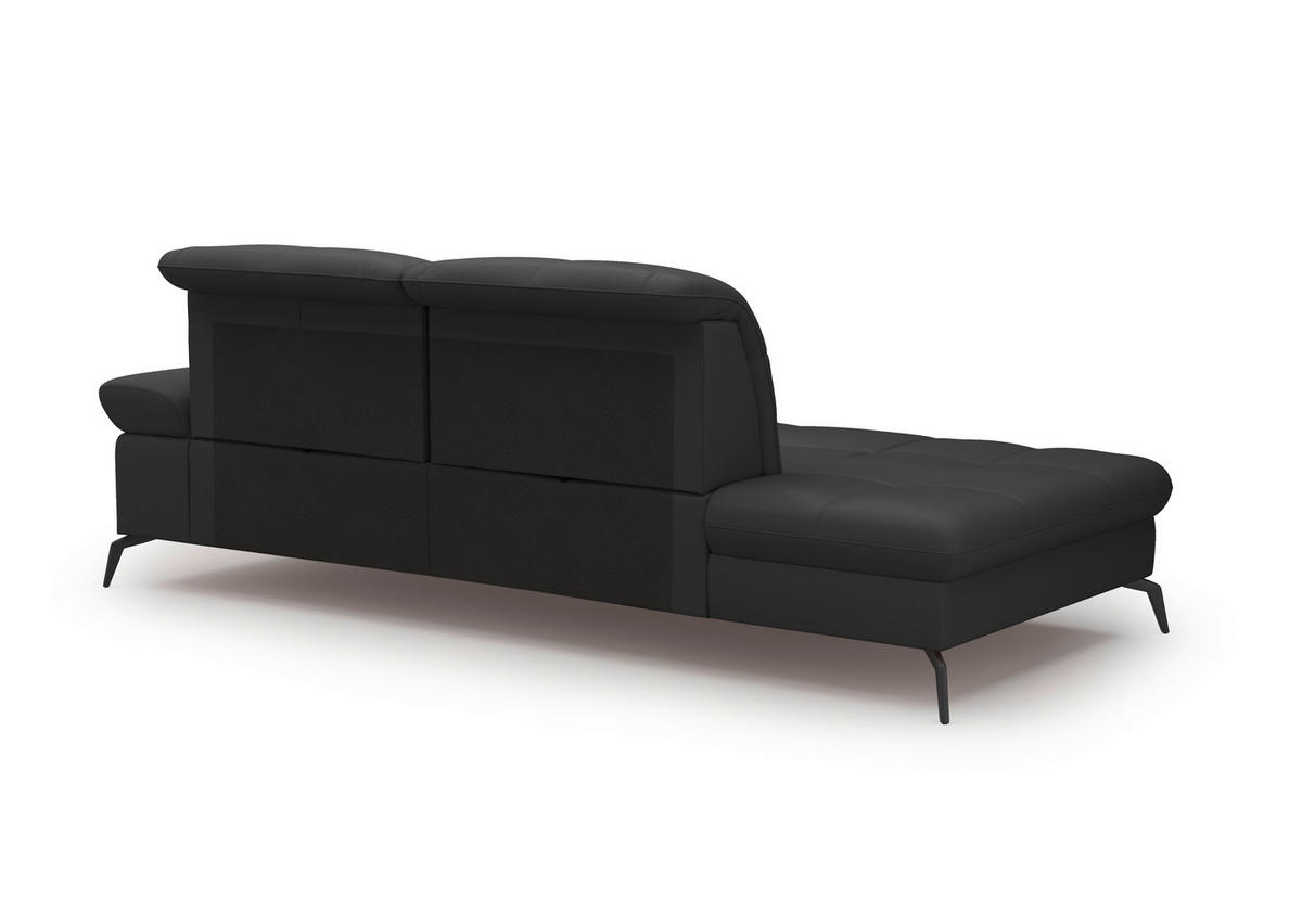 RÉCAMIERE in Vliesstoff Kombination Echtleder/Stoff Schwarz  - Schwarz, Konventionell, Leder/Textil (231/90/122cm) - Sit & More