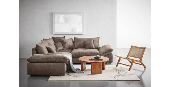 ECKSOFA in Velours Braun  - Chromfarben/Braun, KONVENTIONELL, Kunststoff/Textil (247/247cm) - Carryhome