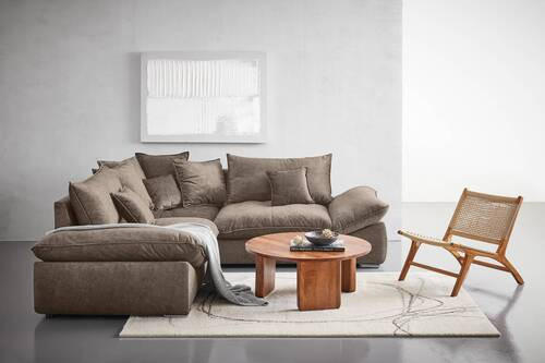 ECKSOFA in Velours Braun  - Chromfarben/Braun, Konventionell, Kunststoff/Textil (247/247cm) - Carryhome