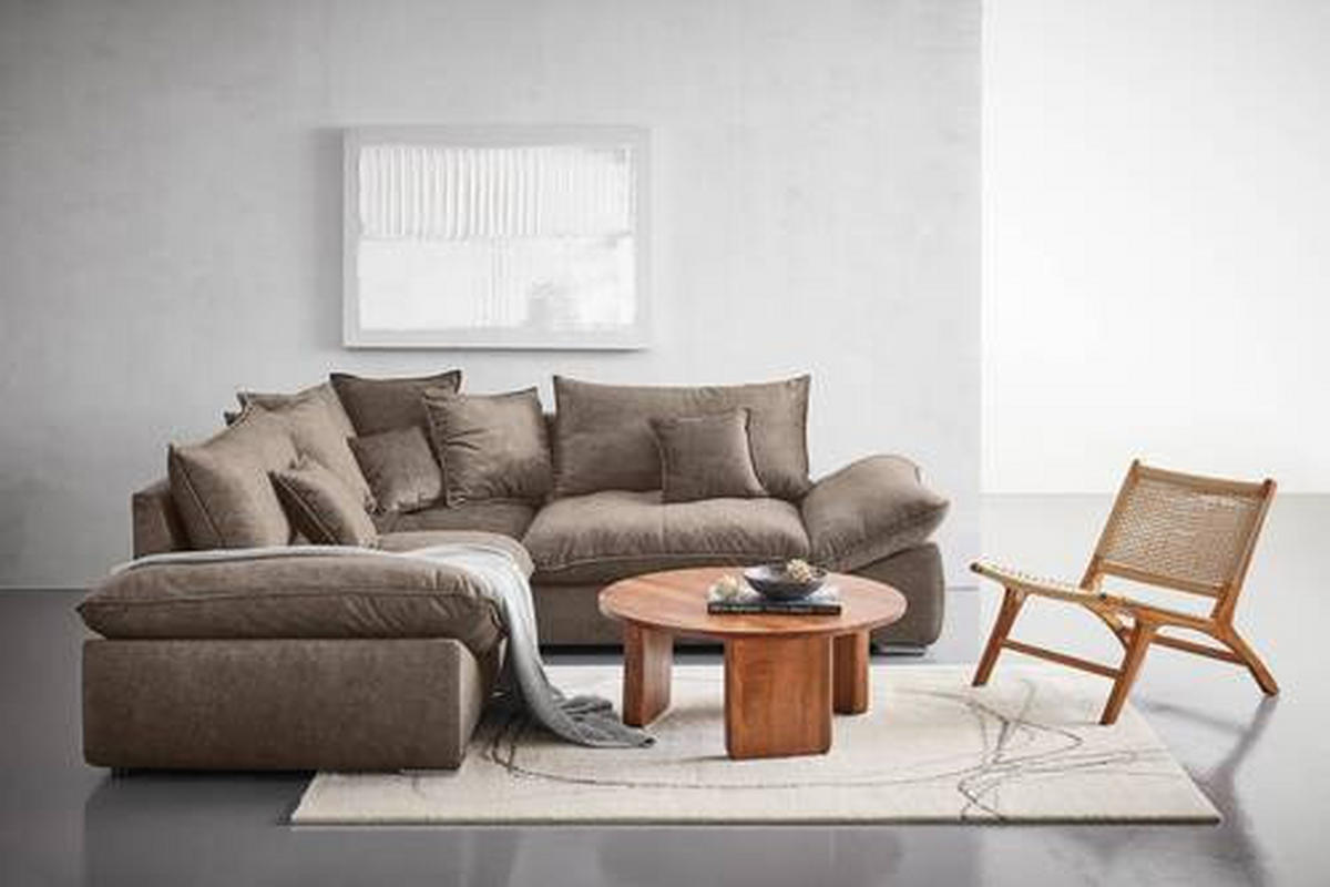 ECKSOFA in Velours Braun  - Chromfarben/Braun, Konventionell, Kunststoff/Textil (247/247cm) - Carryhome