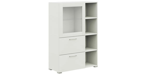 VITRINE  in Weiß  - Edelstahlfarben/Weiß, Design, Glas/Holzwerkstoff (100/143,3/41,9cm) - Cantus