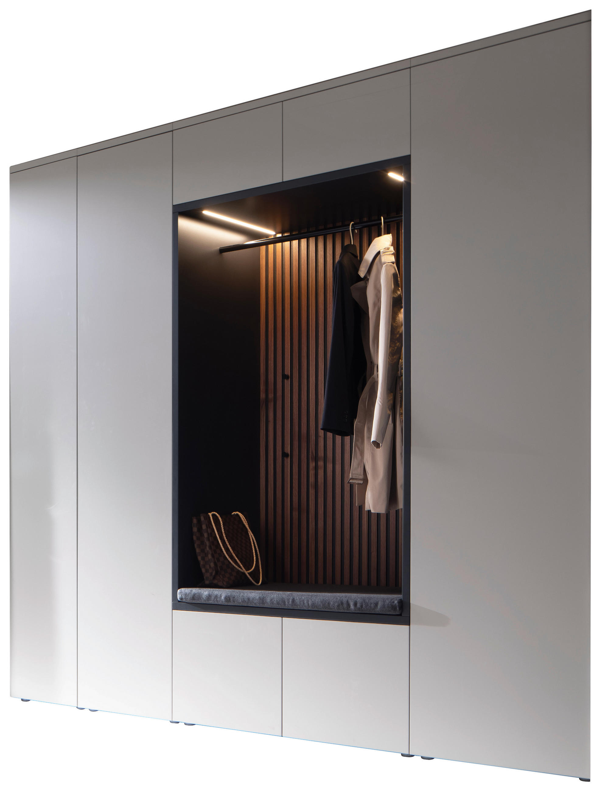 GARDEROBE 6-teilig  in 250/233/59 cm  - Anthrazit/Nussbaumfarben, Design, Holz/Holzwerkstoff (250/233/59cm) - Moderano