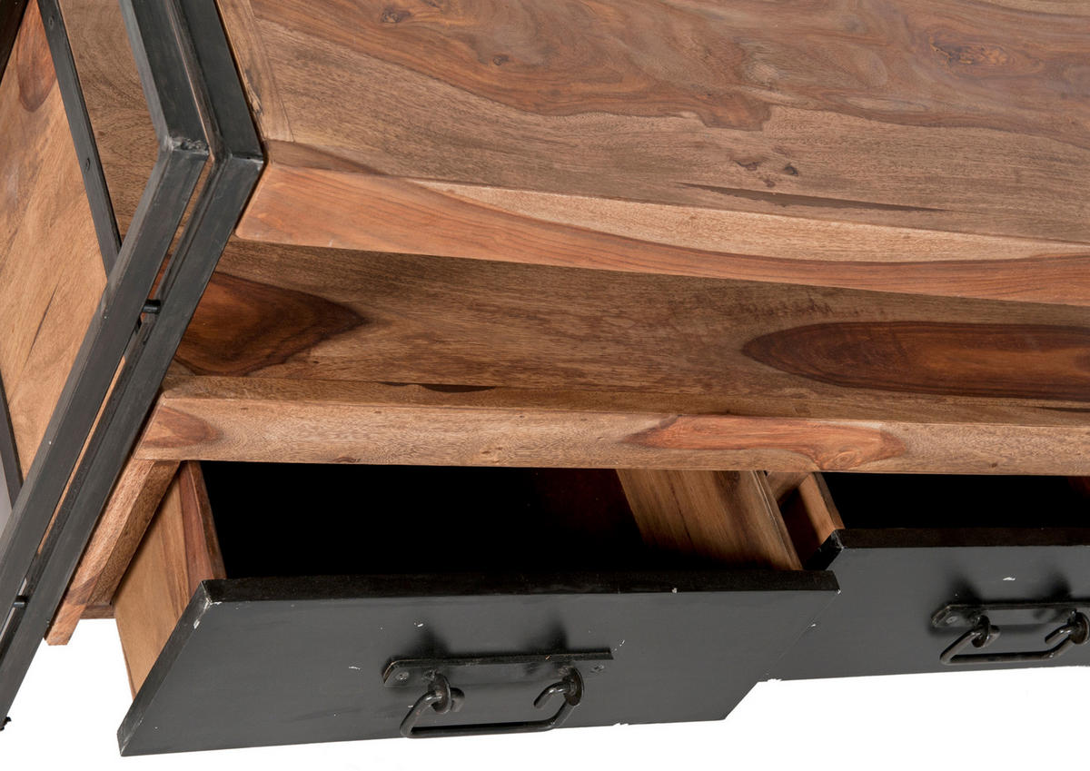 LOWBOARD  112/55/40 cm 2 Schublade(n) Typenauswahl, Beimöbel erhältlich, stehend  - Schwarz/Naturfarben, Design, Holz/Metall (112/55/40cm) - MID.YOU