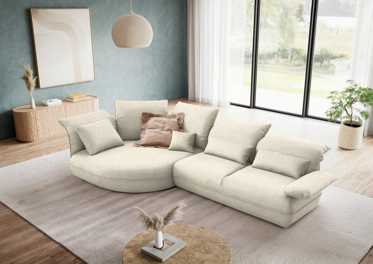 ECKSOFA  in Chenille Beige  154/343 cm  - Beige/Schwarz, Design, Kunststoff/Textil (154/343cm) - Koinor