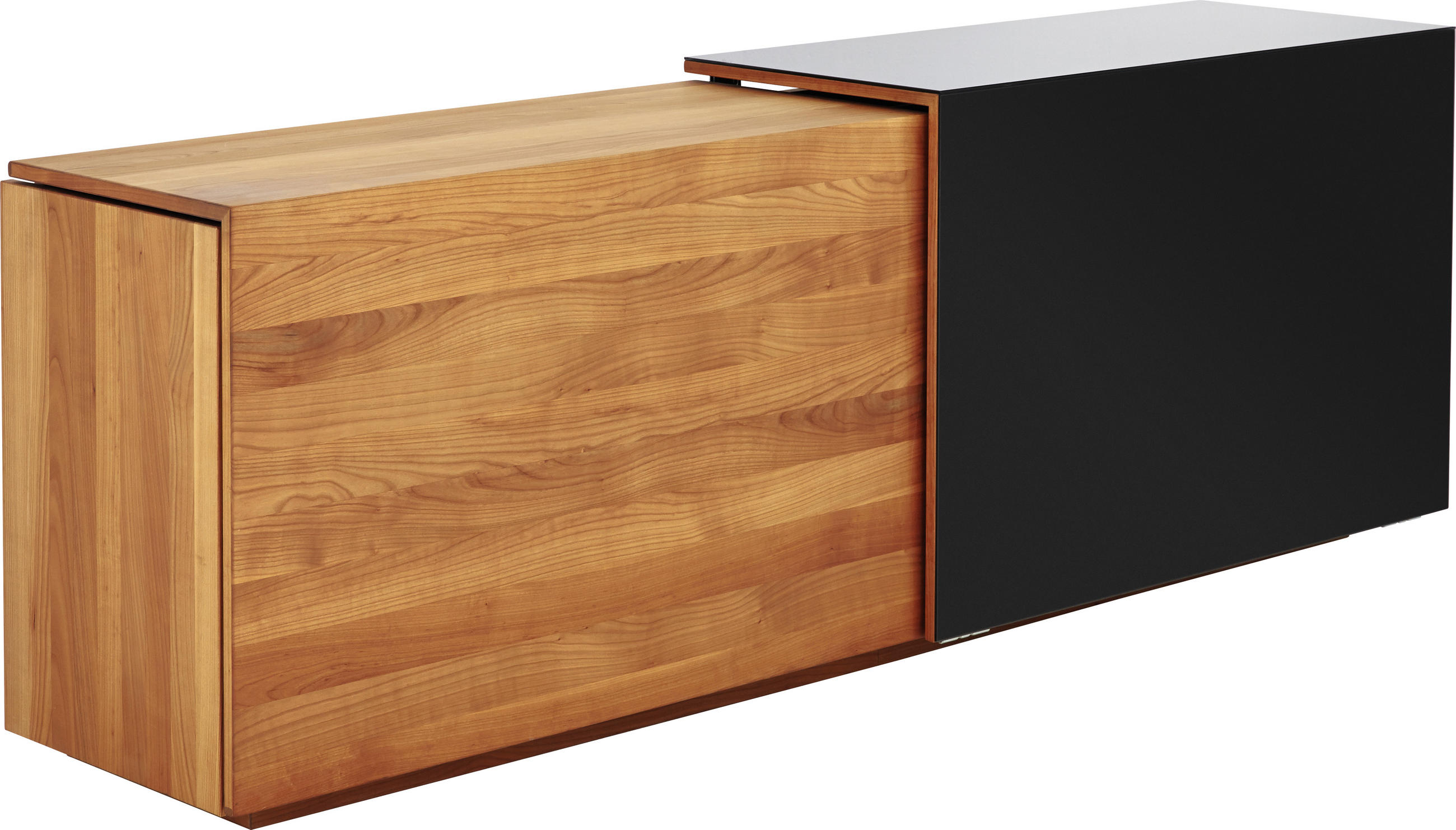 SIDEBOARD  in 200/71,5/47 cm  - Kirschbaumfarben/Schwarz, Design, Glas/Holz (200/71,5/47cm) - Team 7