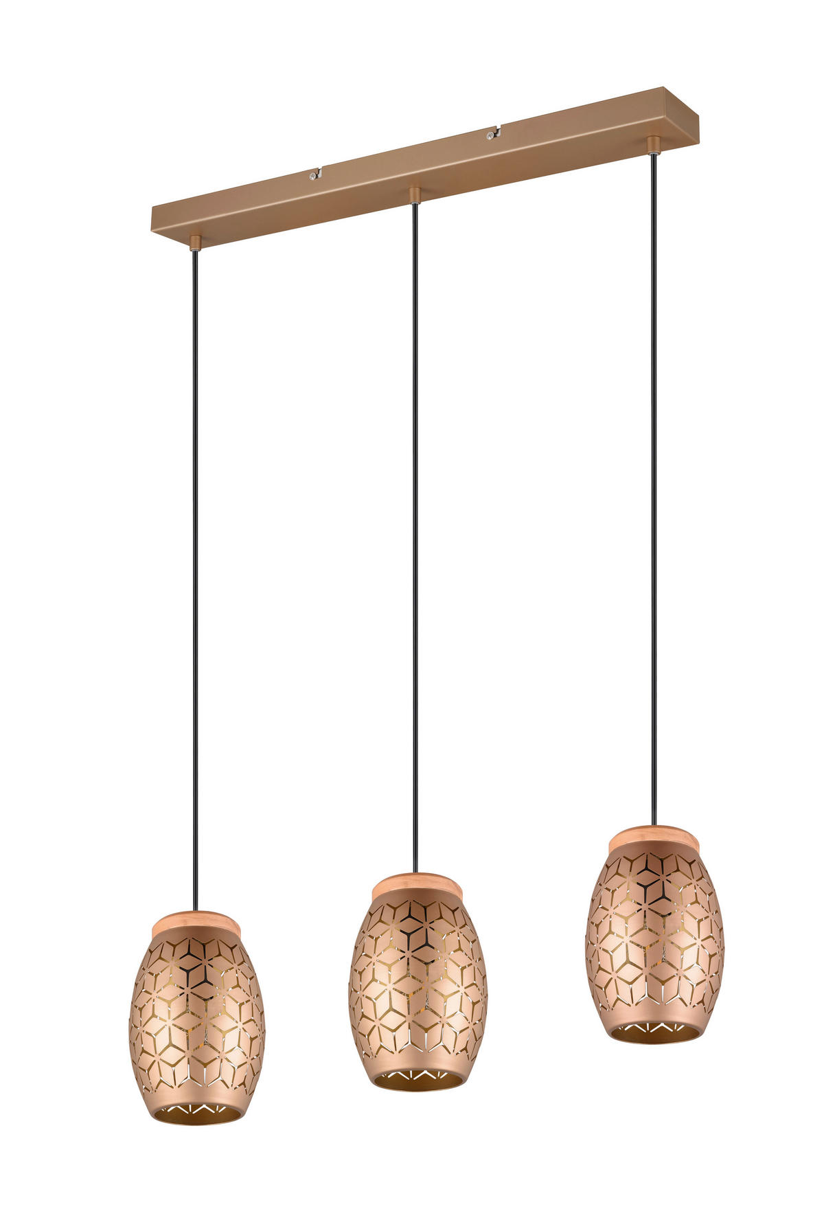 PENDELLEUCHTE Bidar 71/15/150 cm   - Goldfarben/Braun, KONVENTIONELL, Holz/Metall (71/15/150cm)