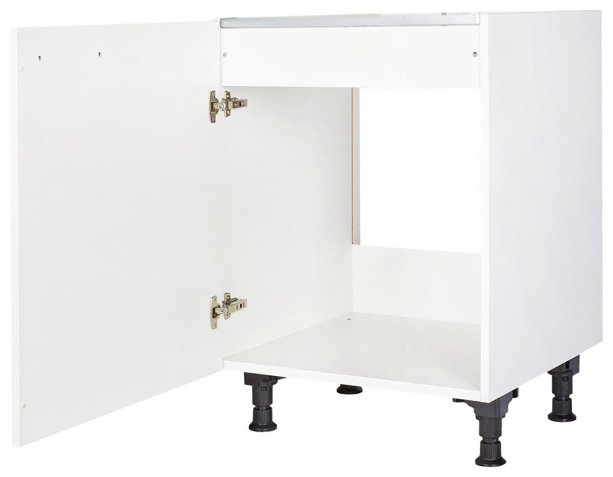 SPÜLENUNTERSCHRANK 60/87/56 cm  in Weiß  - Edelstahlfarben/Weiß, MODERN, Holzwerkstoff/Metall (60/87/56cm) - Nobilia
