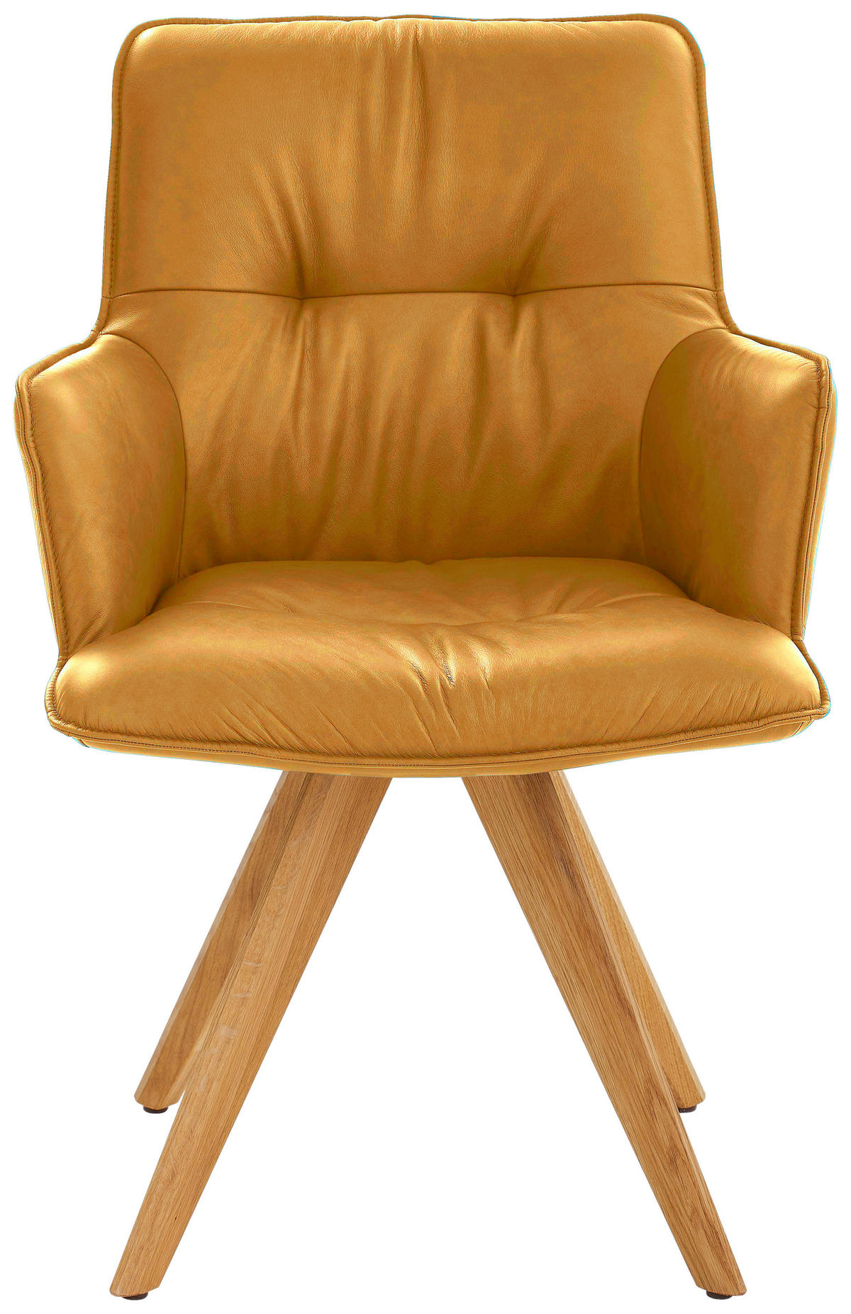 ARMLEHNSTUHL  in Echtleder pigmentiert  - Eichefarben/Dunkelgelb, Design, Leder/Holz (59/89/63cm) - Dieter Knoll