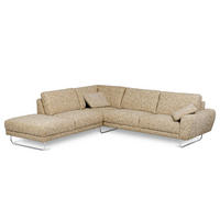 ECKSOFA 250/273 cm SPRING in Webstoff Hellbraun Zierkissen  250/273 cm  - Chromfarben/Hellbraun, Design, Textil/Metall (250/273cm) - Livetastic