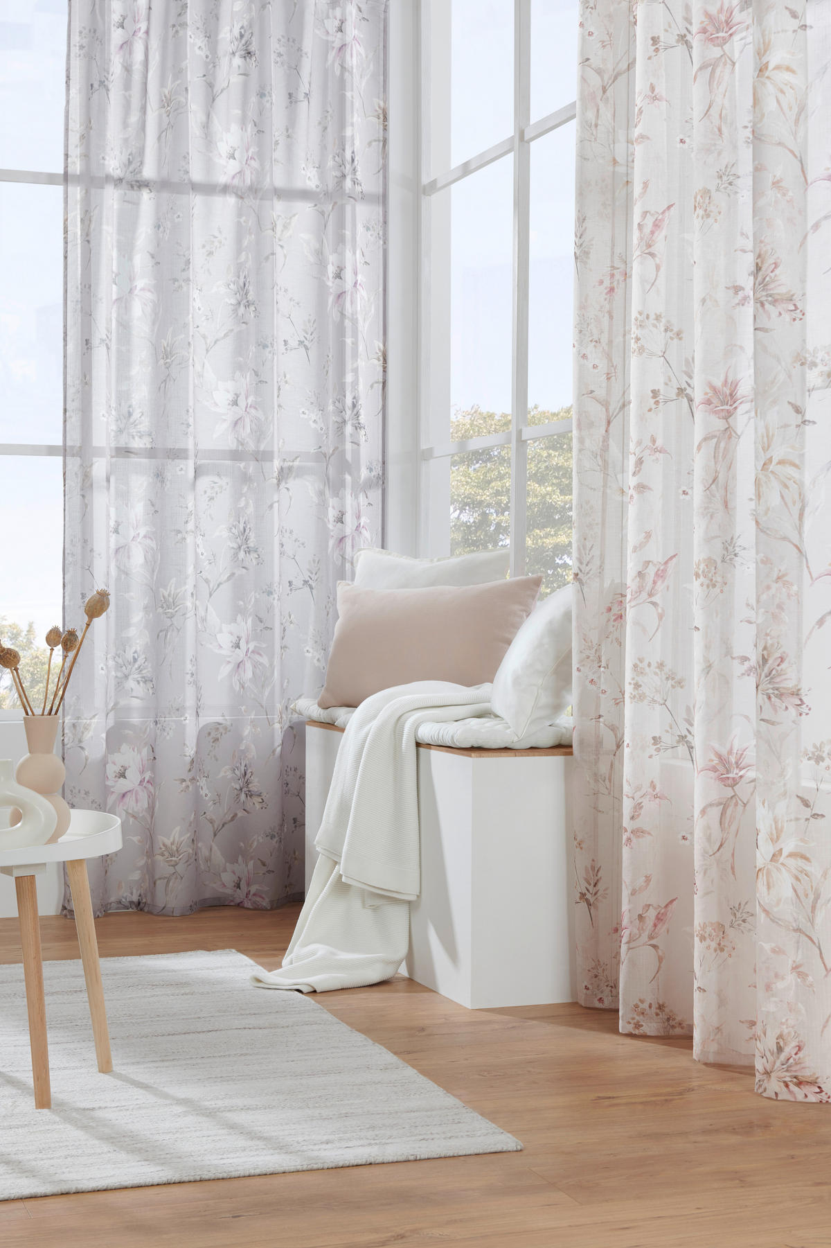 HOTOVÝ ZÁVES, polopriehľadné, 140/245 cm - béžová/červená, Basics, textil (140/245cm) - Esposa