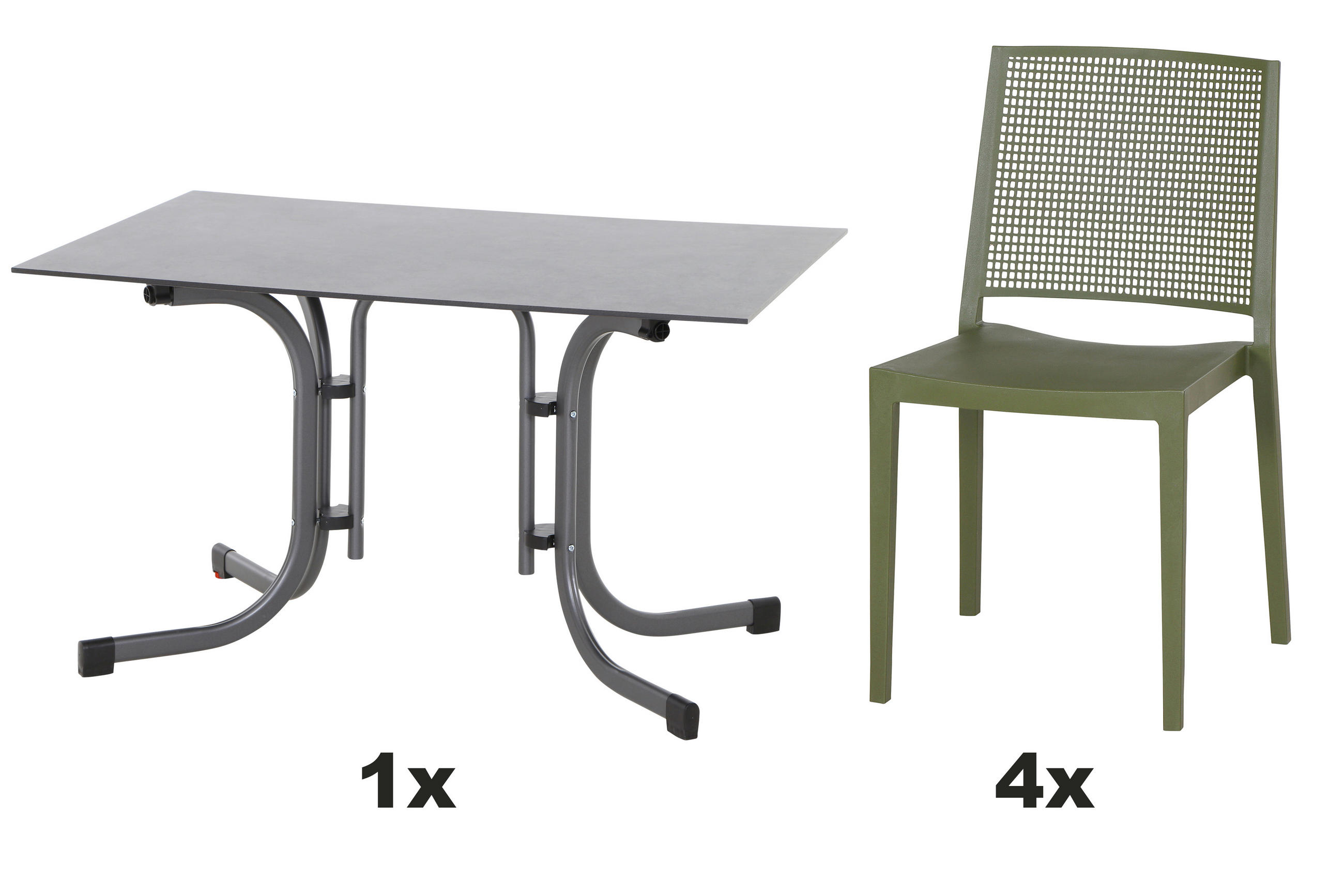 GARTENGARNITUR 5-teilig Stahl  - Grün, Basics, Kunststoff/Metall (80/80/120cm) - Siena Garden