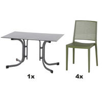 GARTENGARNITUR 5-teilig Stahl  - Grün, Basics, Kunststoff/Metall (80/80/120cm) - Siena Garden