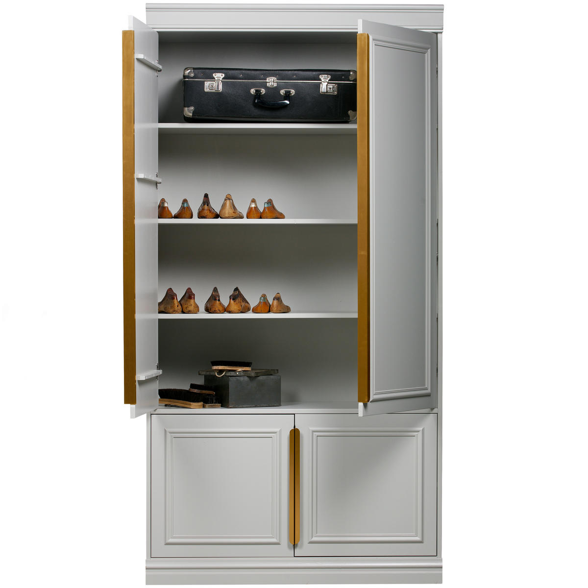 DREHTÜRENSCHRANK  in Grau  - Roségold/Grau, Basics, Holz/Metall (110/215/44cm) - MID.YOU