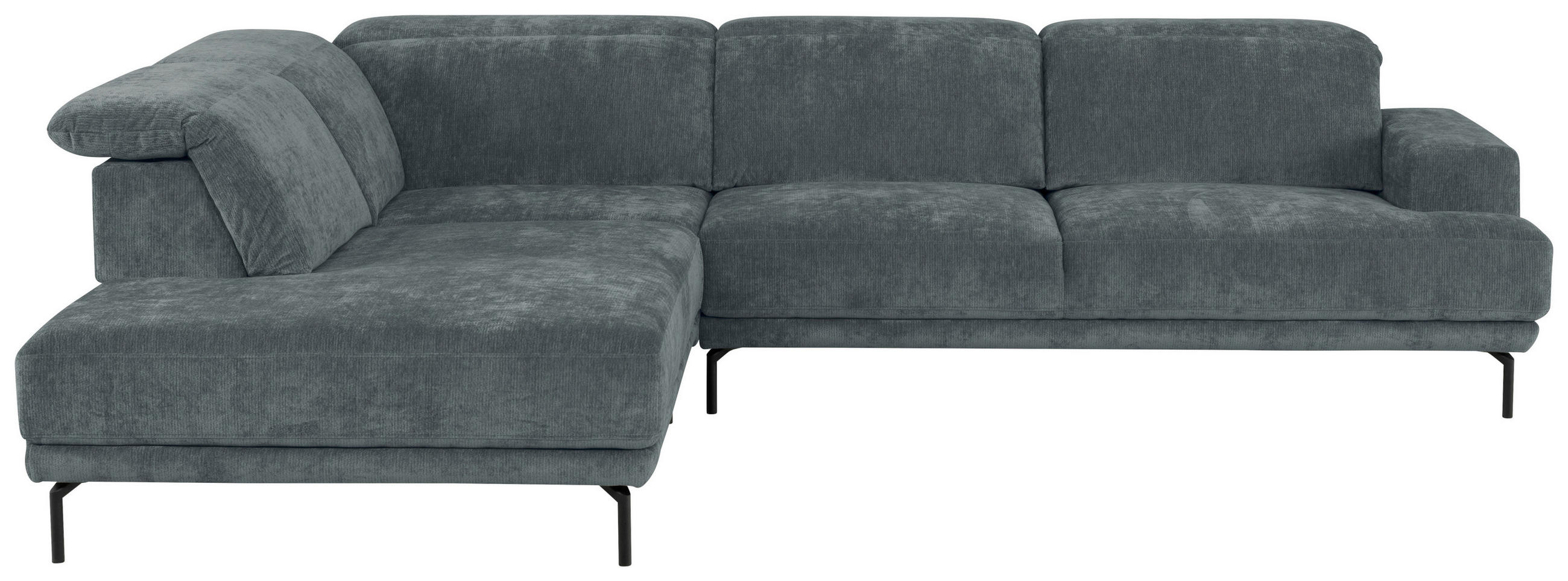 ECKSOFA Grau Chenille Kopfteilverstellung, Sitztiefenverstellung  - Schwarz/Grau, Design, Textil/Metall (243/307cm) - Xora