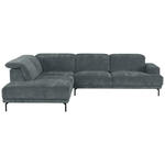 ECKSOFA Grau Chenille Kopfteilverstellung, Sitztiefenverstellung  - Schwarz/Grau, Design, Textil/Metall (243/307cm) - Xora