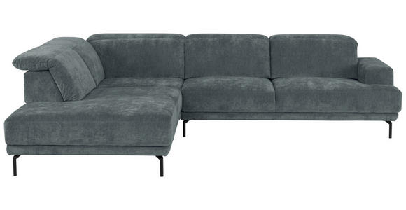 ECKSOFA Grau Chenille Kopfteilverstellung, Sitztiefenverstellung  - Schwarz/Grau, Design, Textil/Metall (243/307cm) - Xora