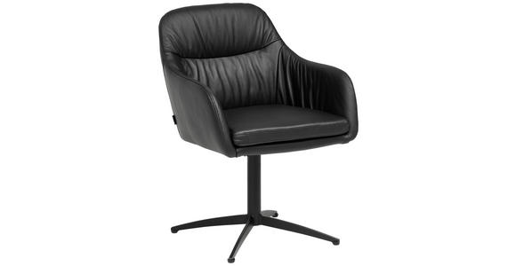 ARMLEHNSTUHL  in Stahl Echtleder pigmentiert  - Schwarz, Design, Leder/Metall (62/51/59,5cm) - Emilio Belluti