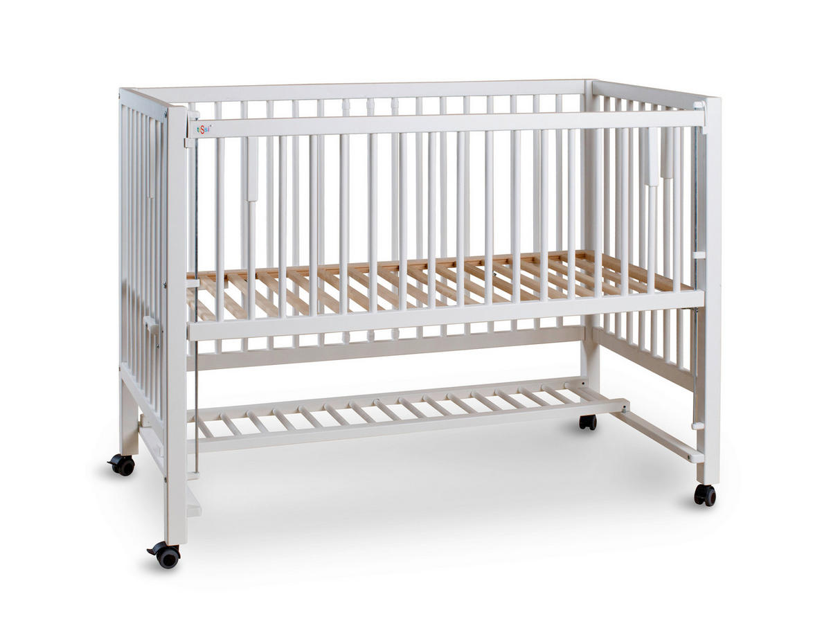 BEISTELLBETT Hajo   - Weiß, Basics, Holz (124/90/64cm) - tiSsi