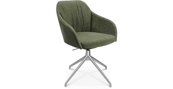 ARMLEHNSTUHL in Aluminium Velours - Alufarben/Grün, Design, Textil/Metall (58/81,5-84,5/60cm) - Johann Jakob