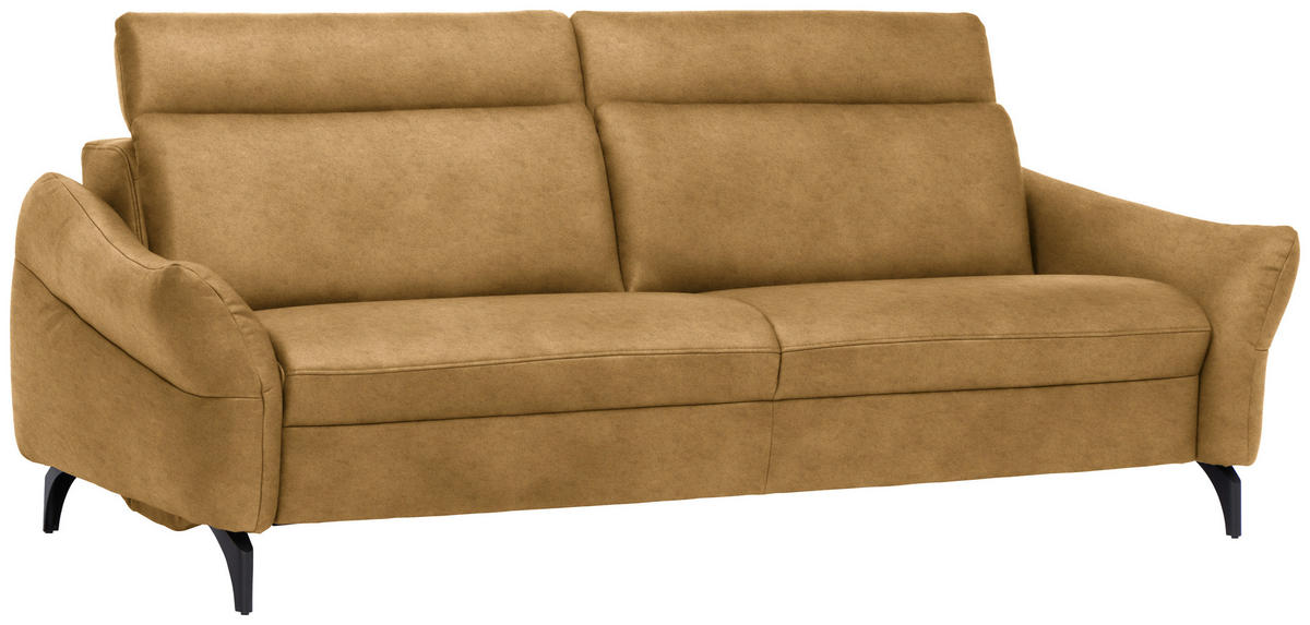 3-SITZER-SOFA in Leder Currygelb  - Currygelb/Anthrazit, Design, Leder/Metall (227/92/97cm) - Himolla Komfortklass