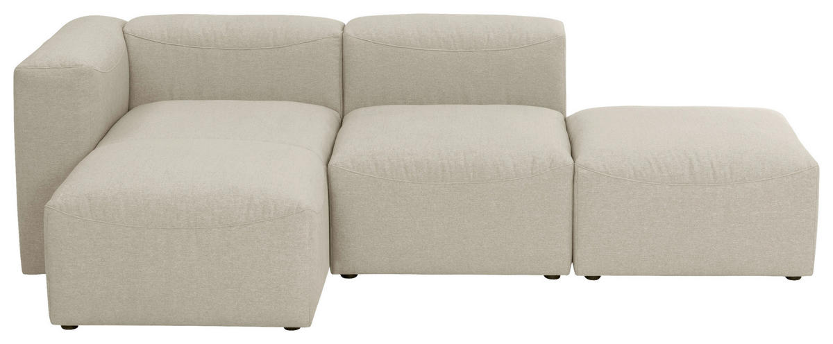 ECKSOFA LENA in Flachgewebe Creme  160/250 cm  - Creme, Design, Kunststoff/Textil (160/250cm) - Max Winzer