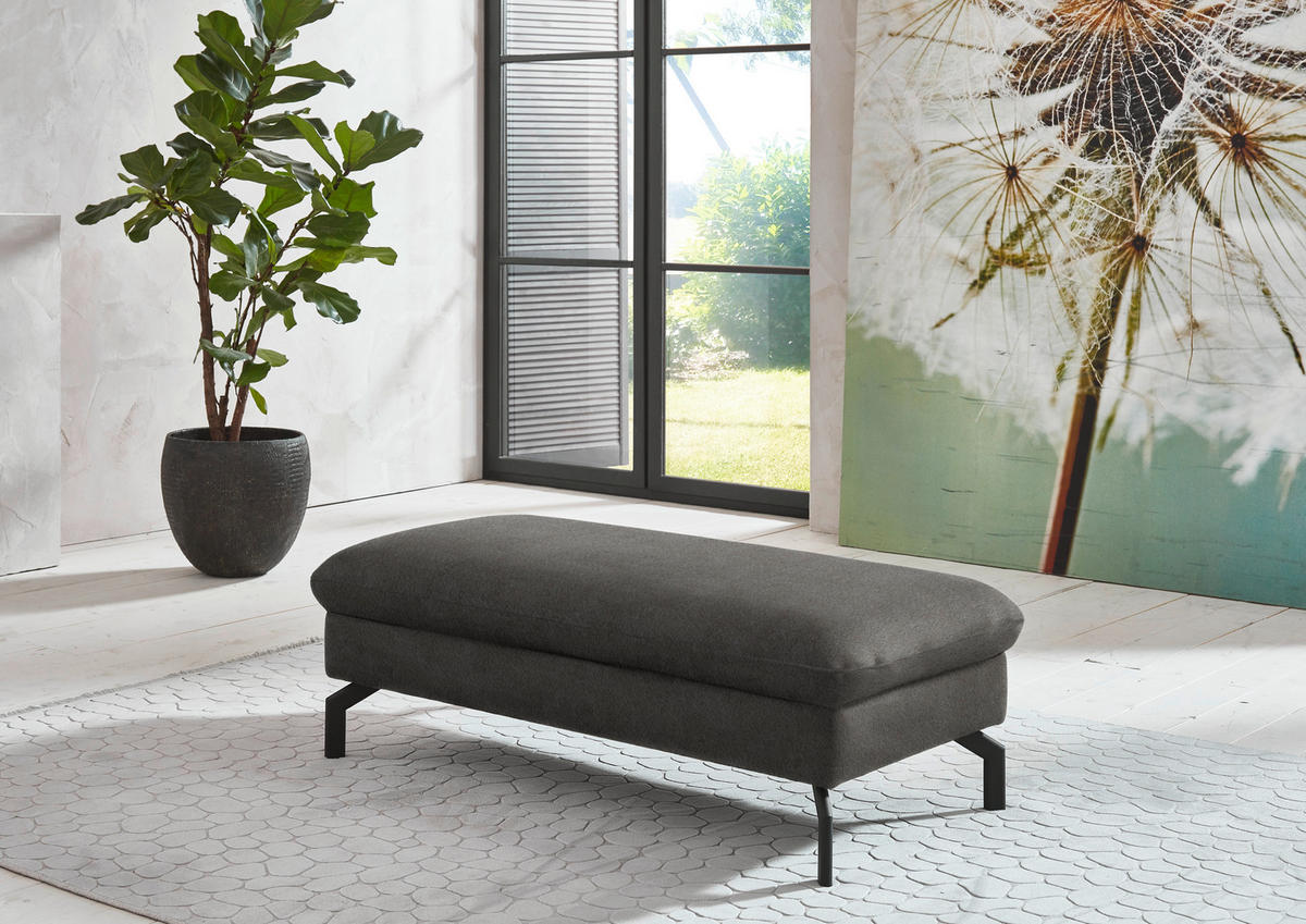ECKSOFA in Velours Grau  - Schwarz/Grau, Design, Textil/Metall (179/306cm) - Beldomo System