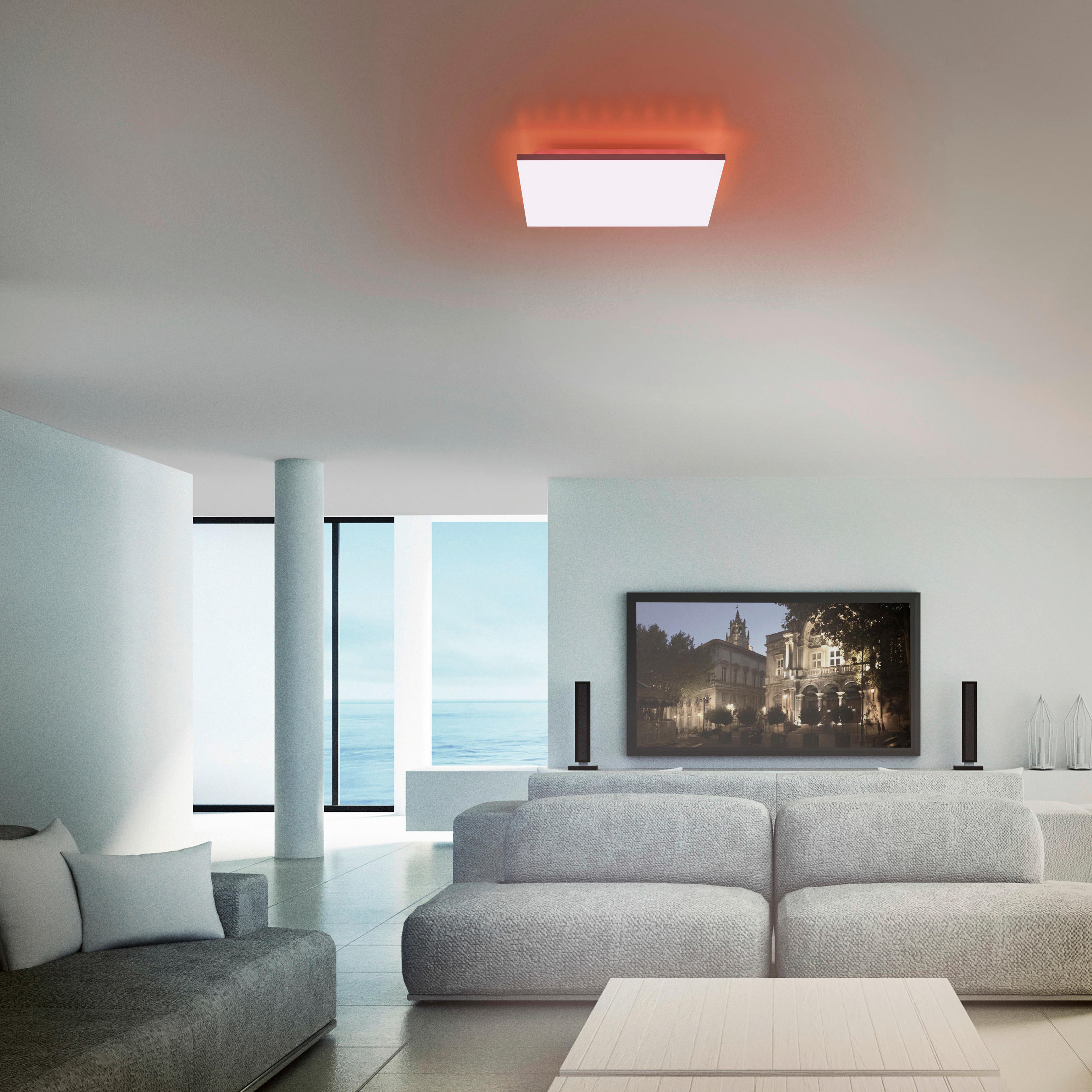 LED-DECKENLEUCHTE Gustav 45/45/7 cm   - Weiß, Design, Kunststoff/Metall (45/45/7cm)