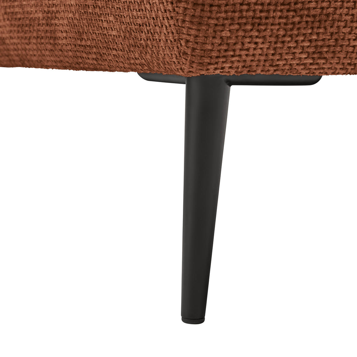 ECKSOFA Webstoff Terracotta  - Terracotta/Schwarz, Modern, Textil/Metall (255/164cm) - MID.YOU