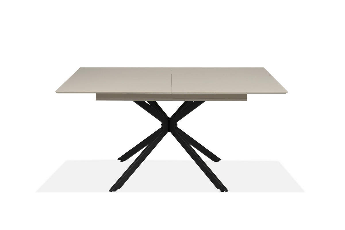 AUSZIEHTISCH 160-200/90/75 cm Nachbildung  Metall, Holzwerkstoff ausziehbar rechteckig Schwarz, Sandfarben  - Sandfarben/Schwarz, Design, Holzwerkstoff/Metall (160-200/90/75cm) - Livetastic