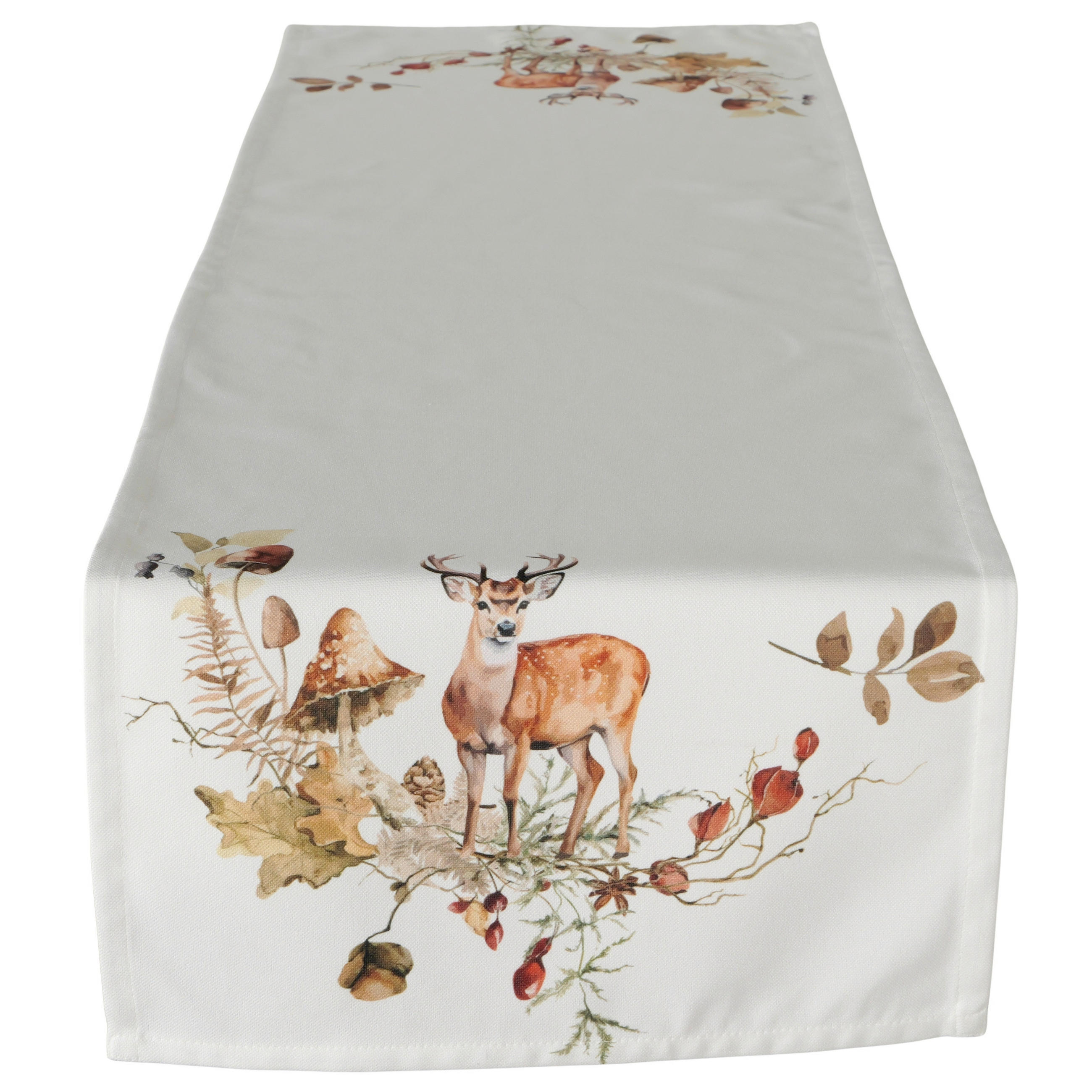 TISCHLÄUFER Textil Weiss, Hellbraun, Salbeigrün  - Hellbraun/Weiss, Basics, Textil (140/40/0.5cm)